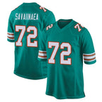 Choea M.Dolphins #72 Jonah Savaiinaea Player Aqua Alternate Home Game Stitched Jerseys