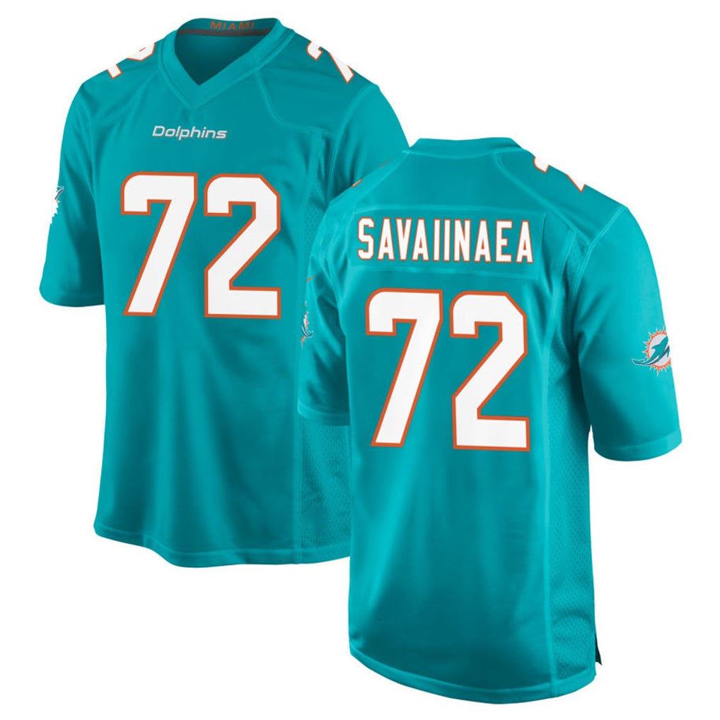 Choea M.Dolphins #72 Jonah Savaiinaea Player Aqua Home Game Stitched Jerseys