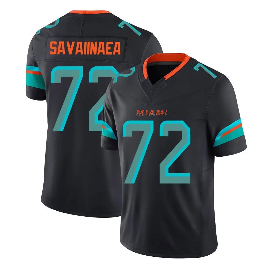 Choea M.Dolphins #72 Jonah Savaiinaea Player Black Limited Pitch Rivalries Collection Home Game Stitched Jerseys