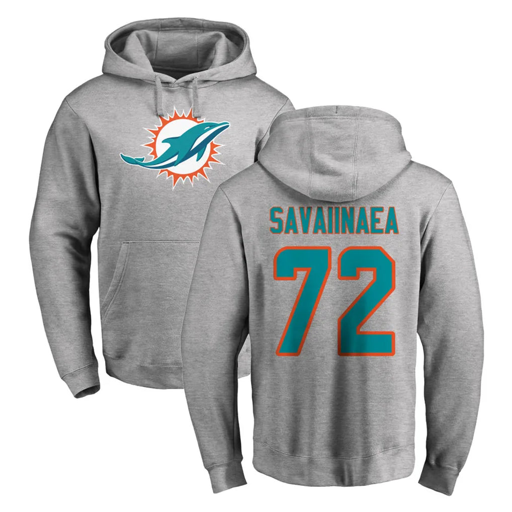 Choea M.Dolphins #72 Jonah Savaiinaea Player Gray LOGO Pullover Hoodies Limited Stitched Jerseys