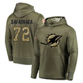 Choea M.Dolphins #72 Jonah Savaiinaea Player Olive Salute to Service Pullover Hoodies Home Game Stitched Jerseys