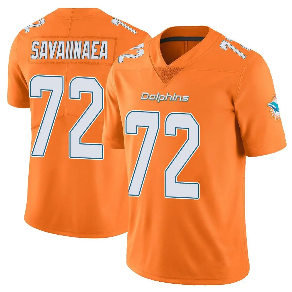 Choea M.Dolphins #72 Jonah Savaiinaea Player Orange Limited Home Game Stitched Jerseys