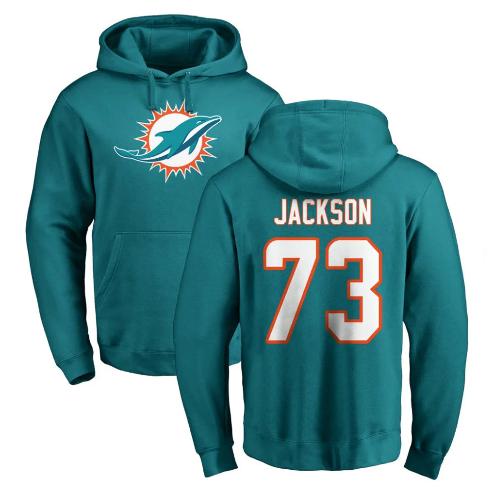 Choea M.Dolphins #73 Austin Jackson Player Aqua LOGO Pullover Hoodies Limited Stitched Jerseys