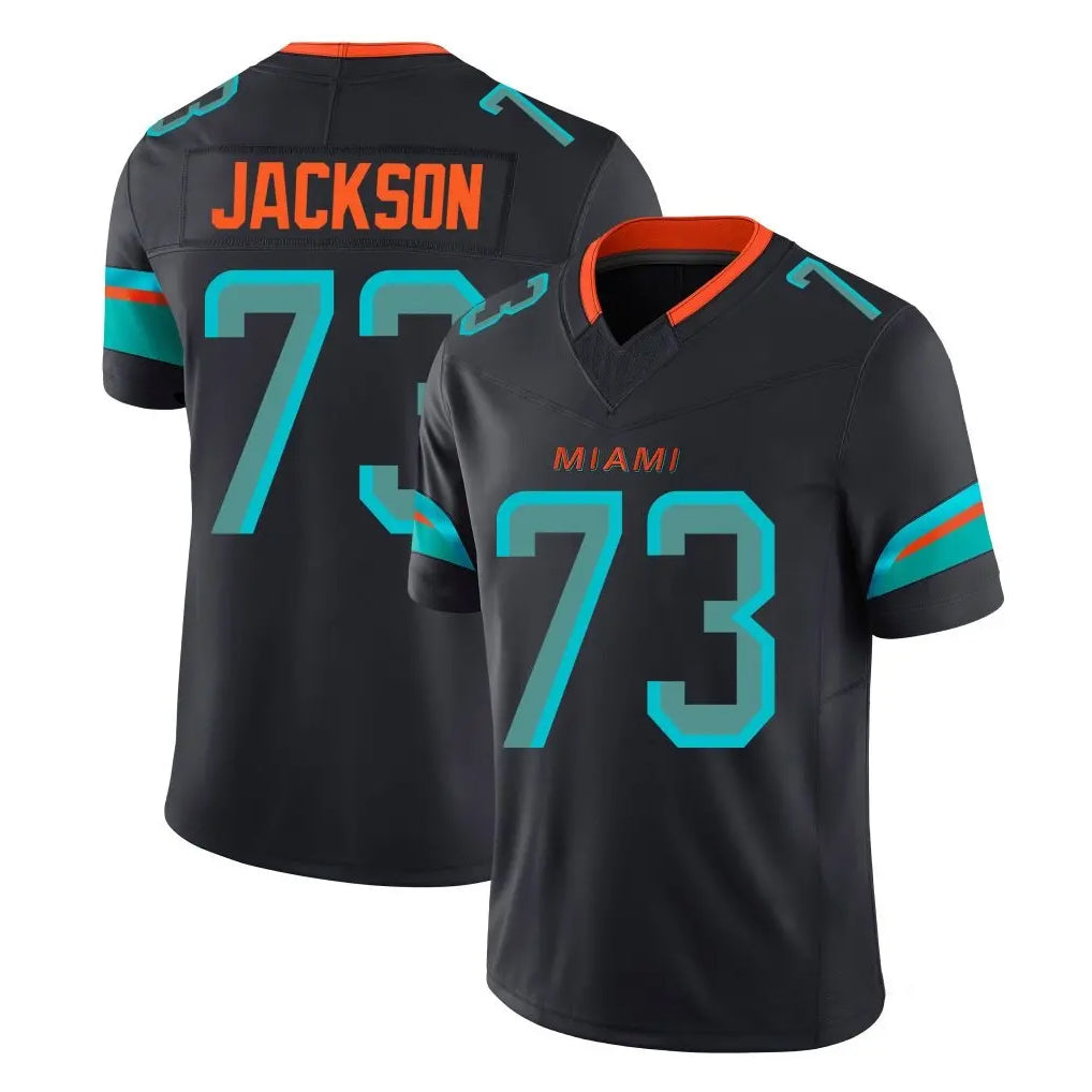 Choea M.Dolphins #73 Austin Jackson Player Black Limited Pitch Rivalries Collection Home Game Stitched Jerseys