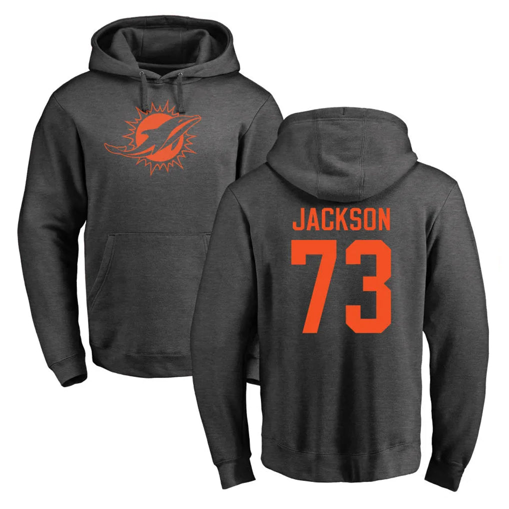 Choea M.Dolphins #73 Austin Jackson Player Darkgray Pullover Hoodies Limited Stitched Jerseys