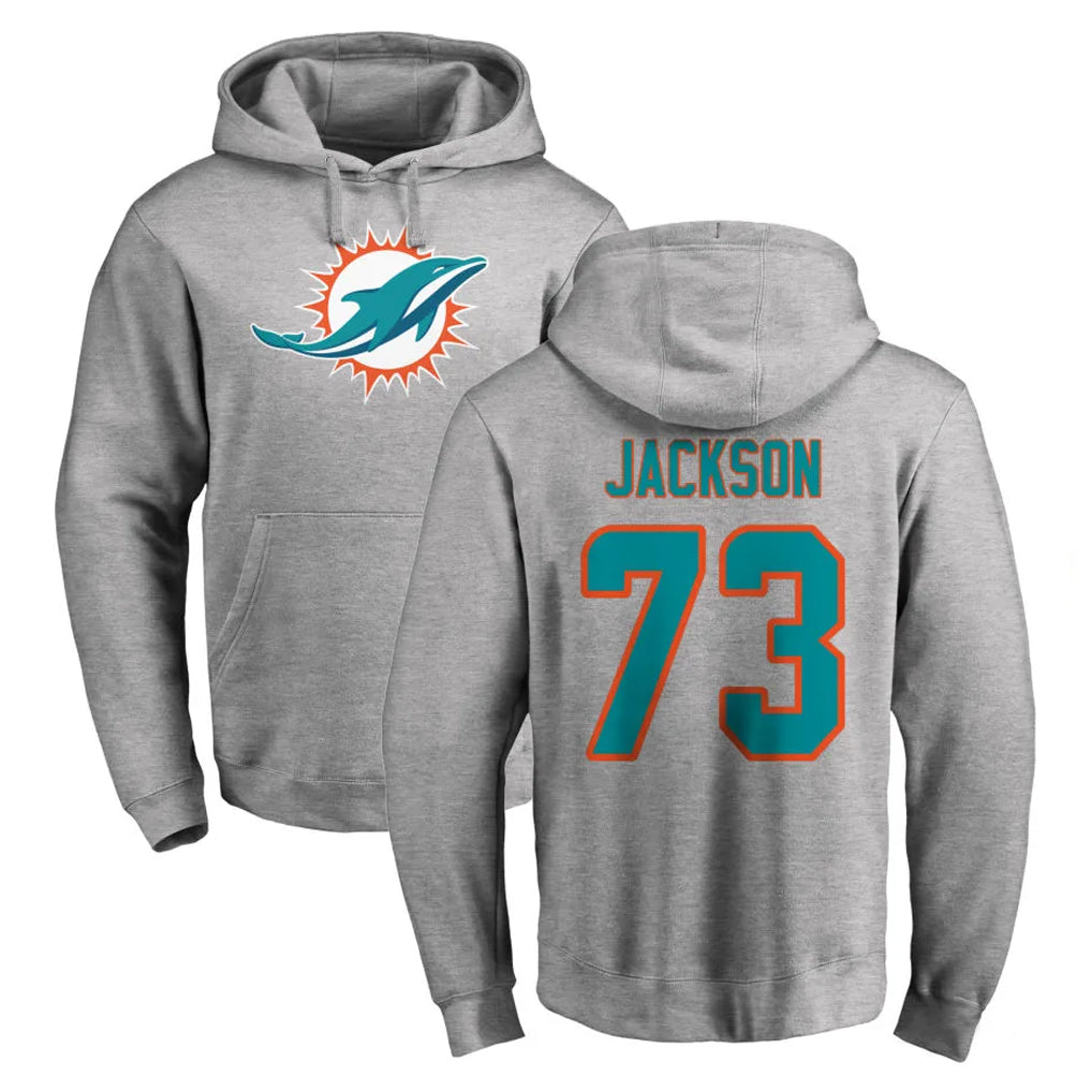 Choea M.Dolphins #73 Austin Jackson Player Gray LOGO Pullover Hoodies Limited Stitched Jerseys