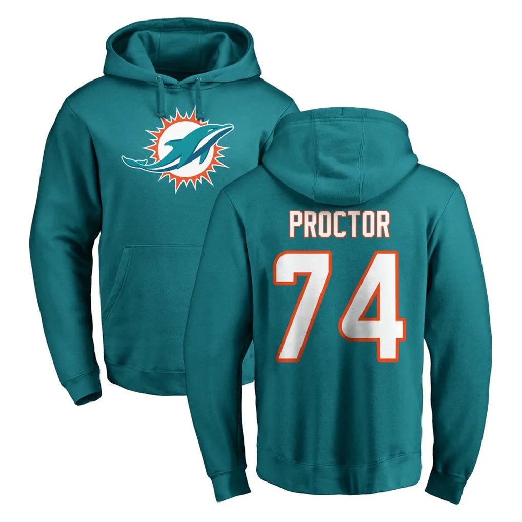 Choea M.Dolphins #74 Kadyn Proctor Player Aqua LOGO Pullover Hoodies Limited Stitched Jerseys