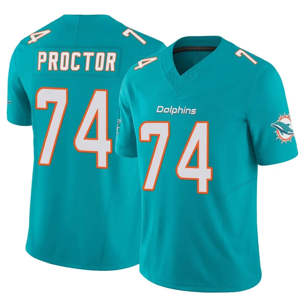 Choea M.Dolphins #74 Kadyn Proctor Player Aqua Limited Vapor F.U.S.E. Home Game Stitched Jerseys