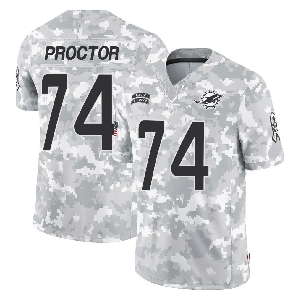 Choea M.Dolphins #74 Kadyn Proctor Player Arctic Camo Salute To Service Limited Game Stitched Jerseys