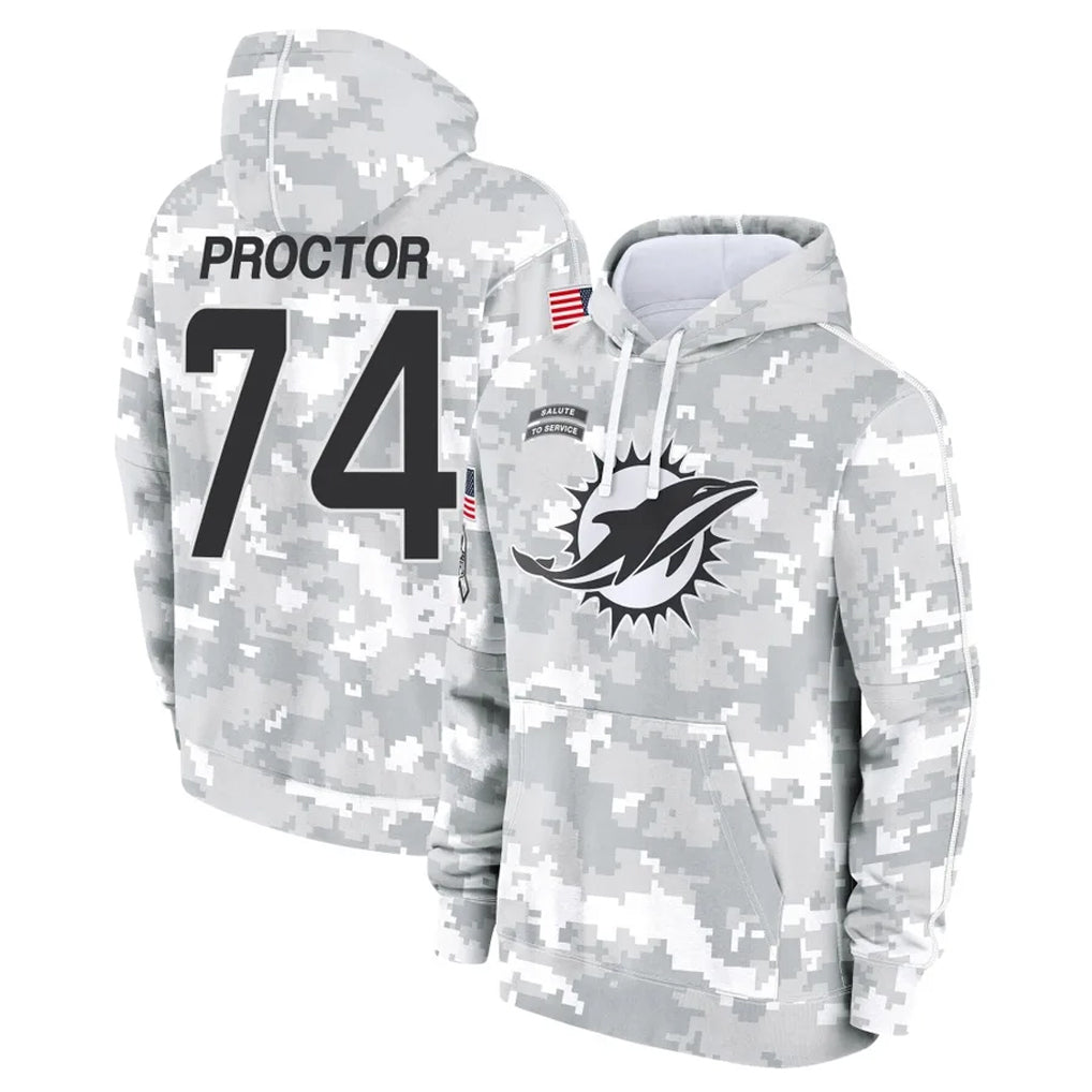 Choea M.Dolphins #74 Kadyn Proctor Player Arctic Camo Salute to Service Hoodies Limited Game Stitched Jerseys