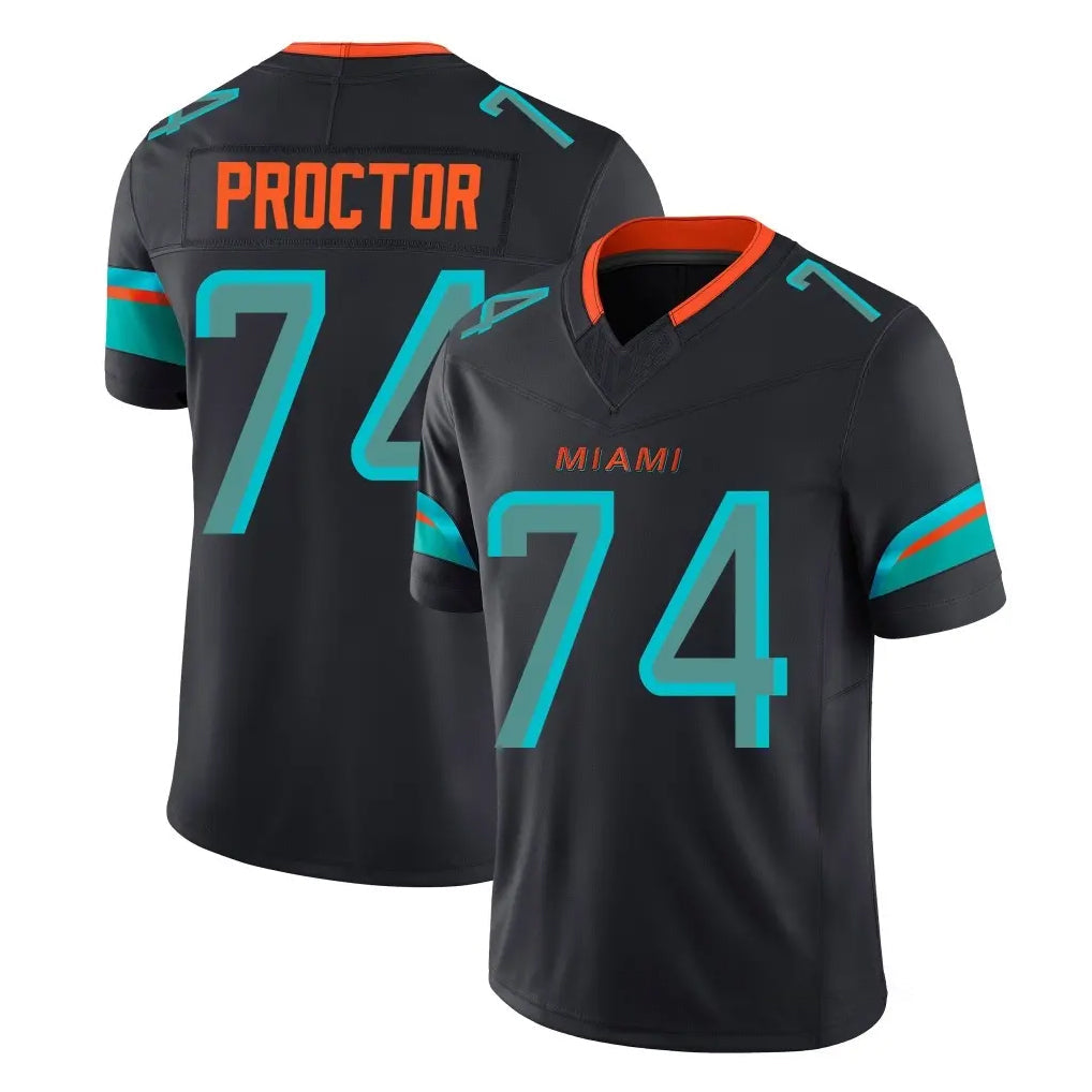 Choea M.Dolphins #74 Kadyn Proctor Player Black Limited Pitch Rivalries Collection Home Game Stitched Jerseys