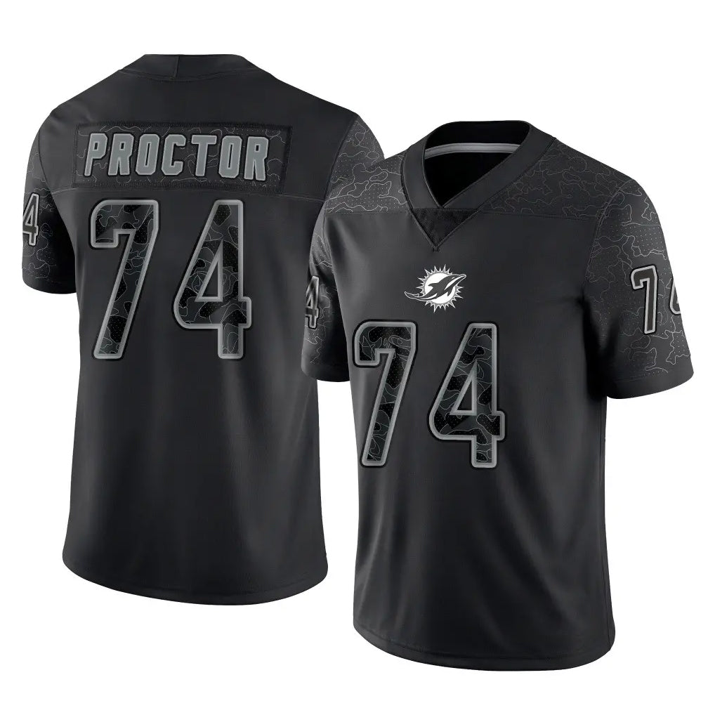 Choea M.Dolphins #74 Kadyn Proctor Player Black Reflective Limited Game Stitched Jerseys