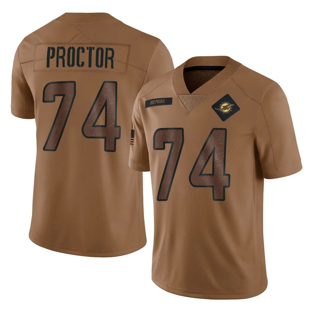 Choea M.Dolphins #74 Kadyn Proctor Player Brown Salute To Service Limited Stitched Jerseys