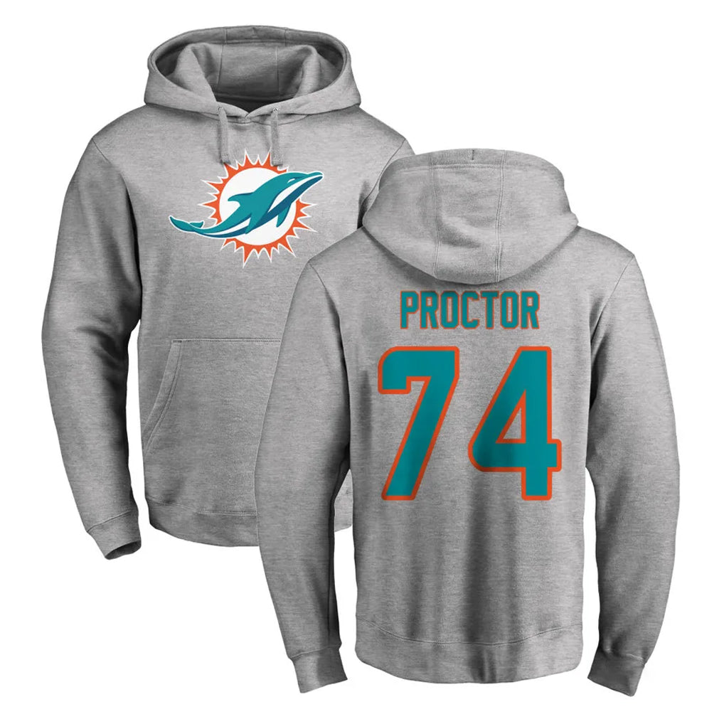 Choea M.Dolphins #74 Kadyn Proctor Player Gray LOGO Pullover Hoodies Limited Stitched Jerseys
