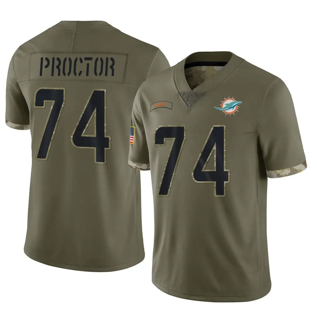 Choea M.Dolphins #74 Kadyn Proctor Player Olive Salute To Service Limited Stitched Jerseys