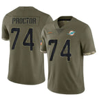 Choea M.Dolphins #74 Kadyn Proctor Player Olive Salute To Service Limited Stitched Jerseys