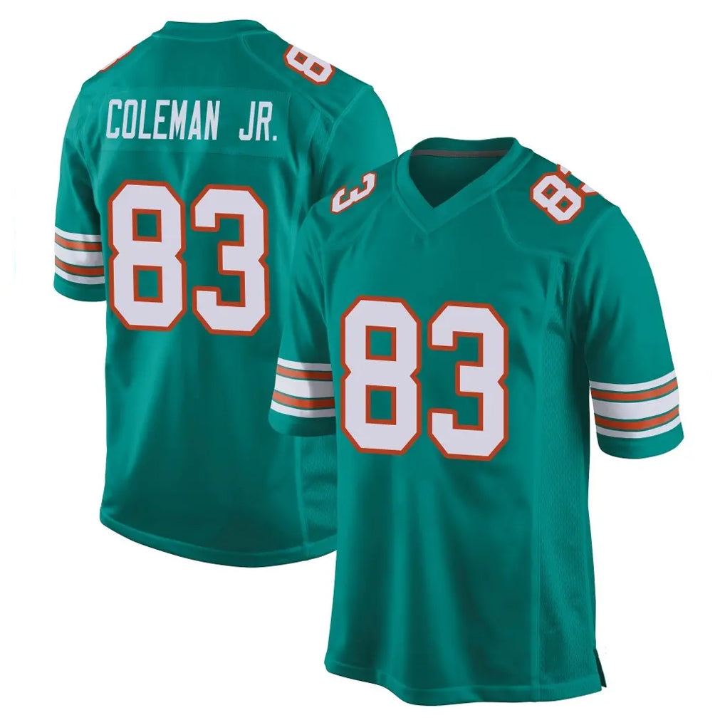 Choea M.Dolphins #83 Kevin Coleman Jr. Player Aqua Alternate Home Game Stitched Jerseys