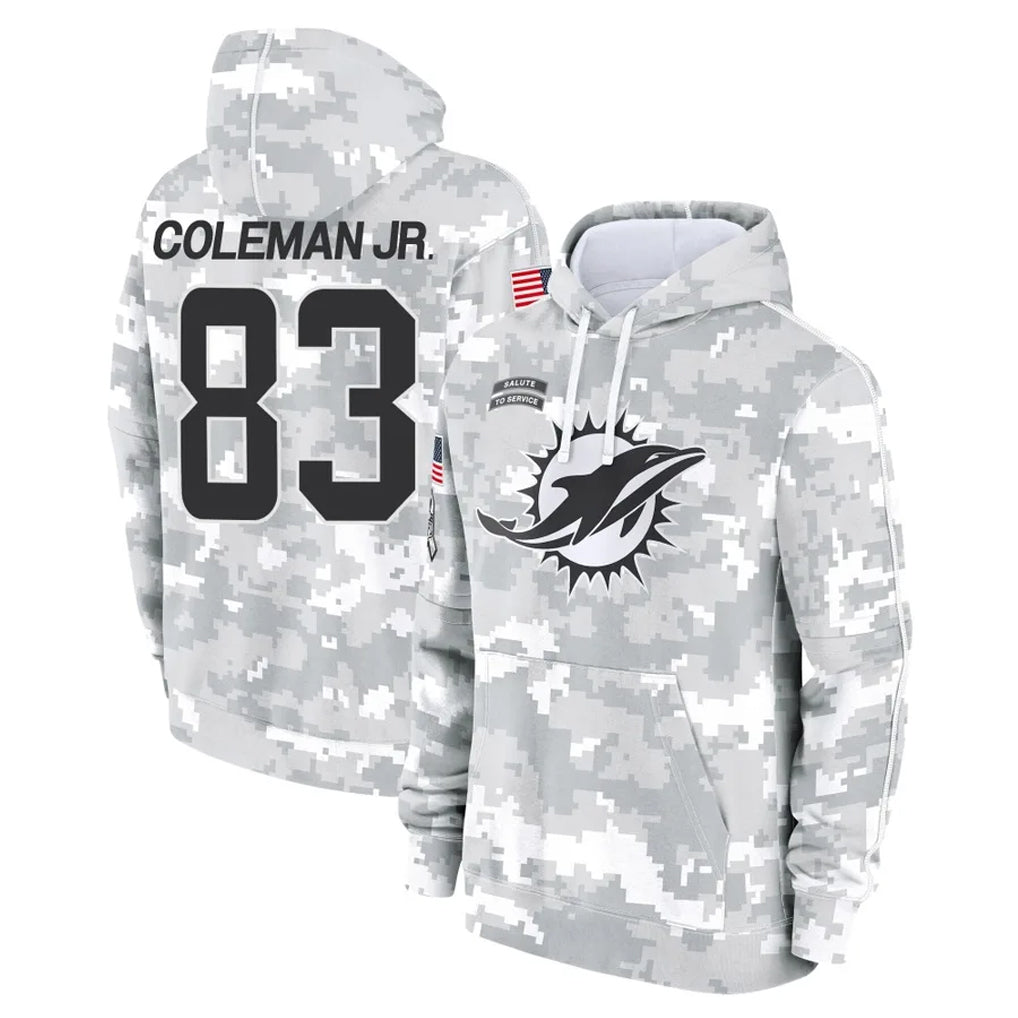 Choea M.Dolphins #83 Kevin Coleman Jr. Player Arctic Camo Salute to Service Hoodies Limited Game Stitched Jerseys