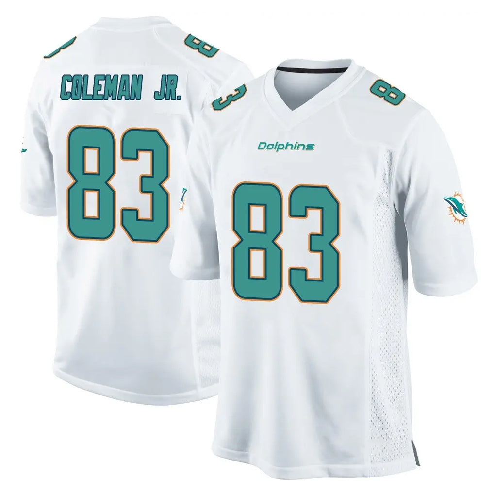 Choea M.Dolphins #83 Kevin Coleman Jr. Player White Home Game Stitched Jerseys