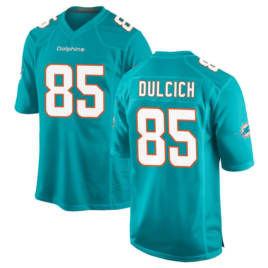 Choea M.Dolphins #85 Greg Dulcich Player Aqua Home Game Stitched Jerseys