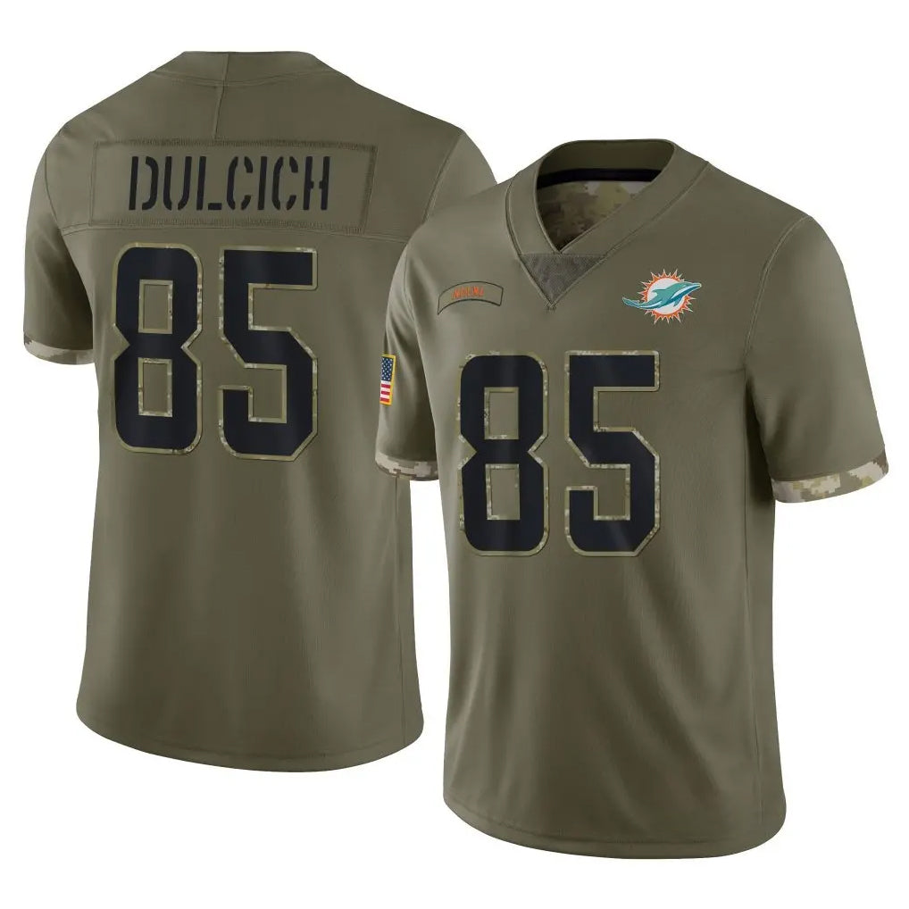 Choea M.Dolphins #85 Greg Dulcich Player Olive Salute To Service Limited Stitched Jerseys