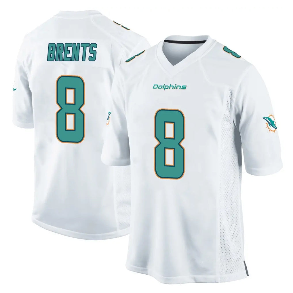 Choea M.Dolphins #8 JuJu Brents Player White Home Game Stitched Jerseys