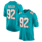 Choea M.Dolphins #92 Zach Sieler Player Aqua Home Game Stitched Jerseys
