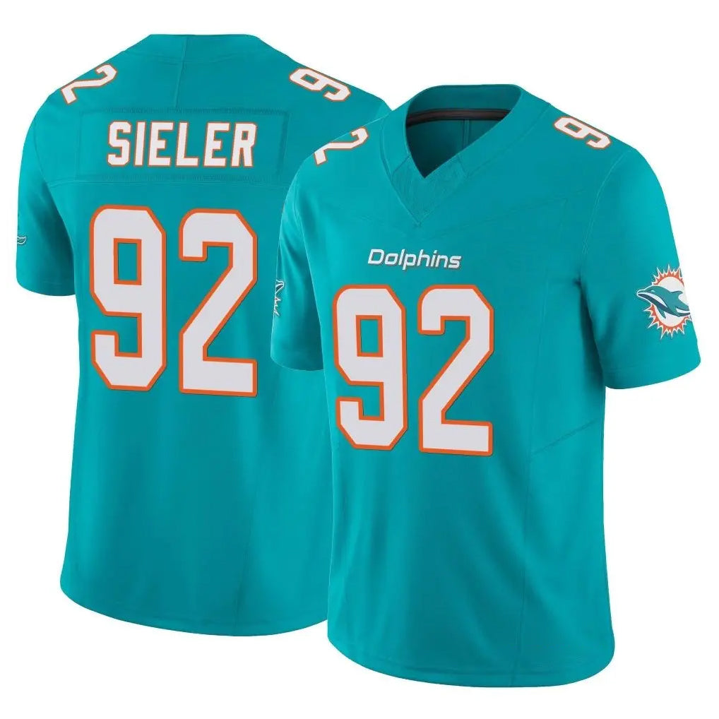 Choea M.Dolphins #92 Zach Sieler Player Aqua Limited Vapor F.U.S.E. Home Game Stitched Jerseys