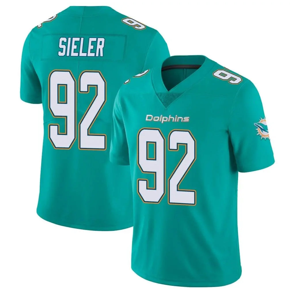 Choea M.Dolphins #92 Zach Sieler Player Aqua Limited Vapor Untouchable Home Game Stitched Jerseys