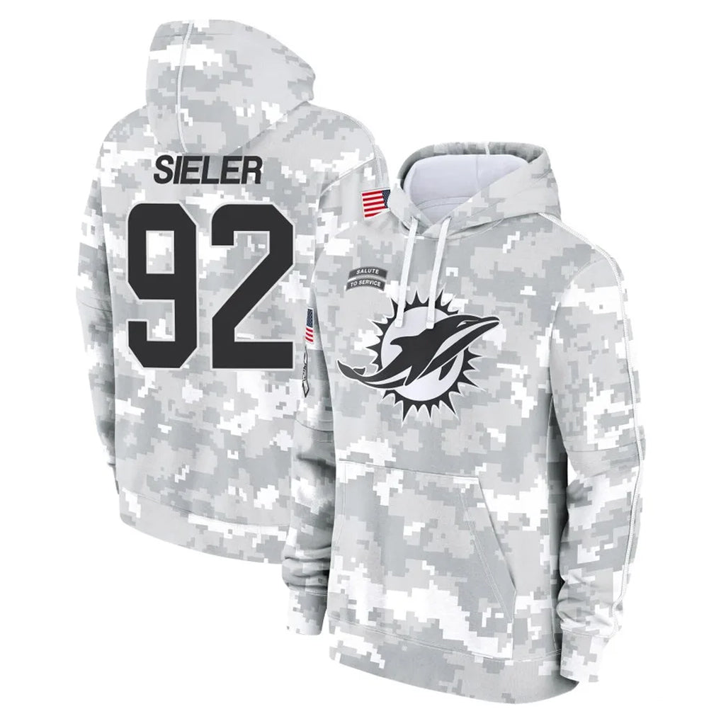 Choea M.Dolphins #92 Zach Sieler Player Arctic Camo Salute to Service Hoodies Limited Game Stitched Jerseys