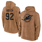Choea M.Dolphins #92 Zach Sieler Player Brown Salute to Service Hoodies Limited Game Stitched Jerseys