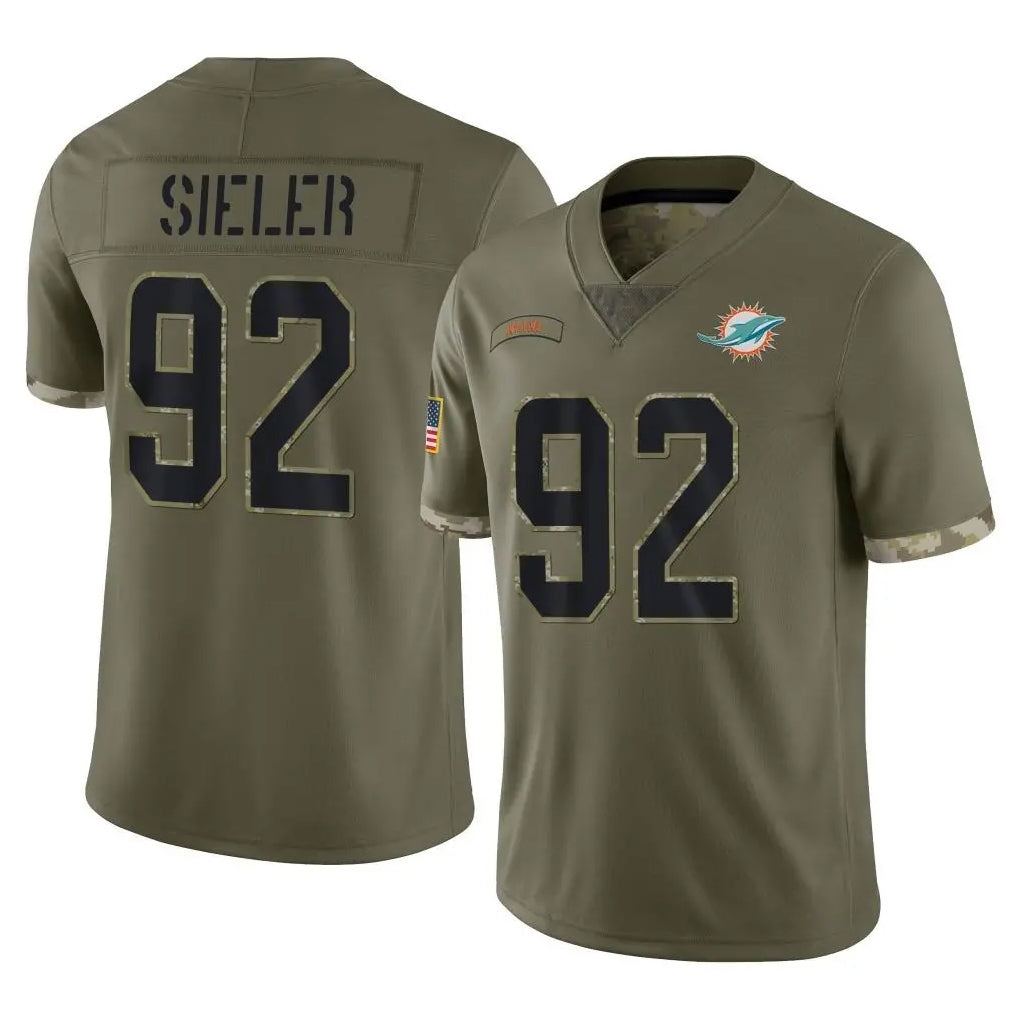 Choea M.Dolphins #92 Zach Sieler Player Olive Salute To Service Limited Stitched Jerseys