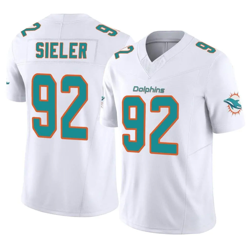 Choea M.Dolphins #92 Zach Sieler Player White Limited Vapor F.U.S.E. Home Game Stitched Jerseys