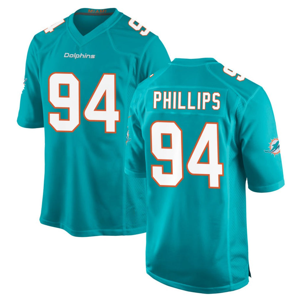 Choea M.Dolphins #94 Jordan Phillips Player Aqua Home Game Stitched Jerseys