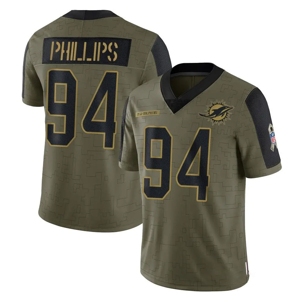 Choea M.Dolphins #94 Jordan PhillipsPlayer Olive Salute To Service Limited Game Stitched Jerseys