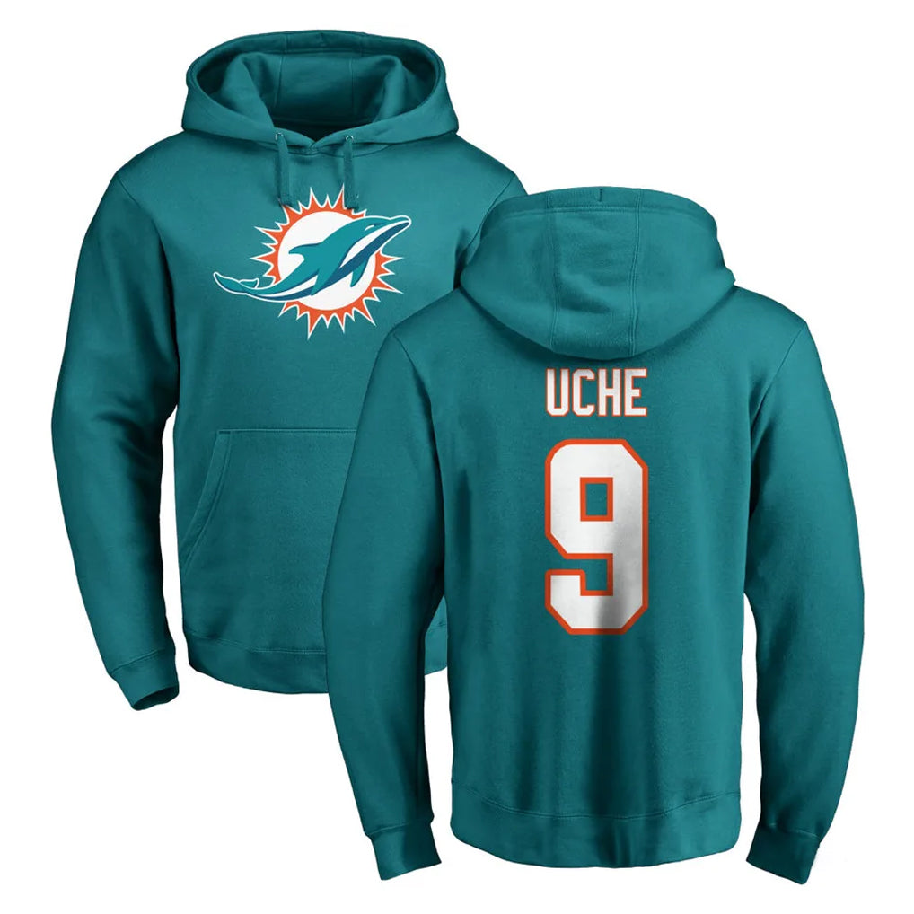 Choea M.Dolphins #9 Joshua Uche Player Aqua LOGO Pullover Hoodies Limited Stitched Jerseys
