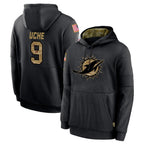Choea M.Dolphins #9 Joshua Uche Player Black Salute to Service Hoodies Limited Game Stitched Jerseys
