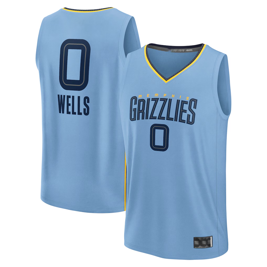 Choea M.Grizzlies #0 Jaylen Wells Light Blue Fast Break Replica Player Stitched Jerseys- Statement Edition