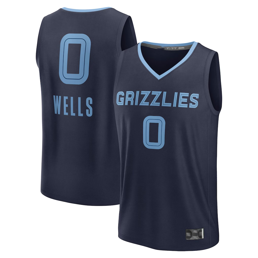 Choea M.Grizzlies #0 Jaylen Wells Navy Fast Break Replica Player Stitched Jerseys- Icon Edition