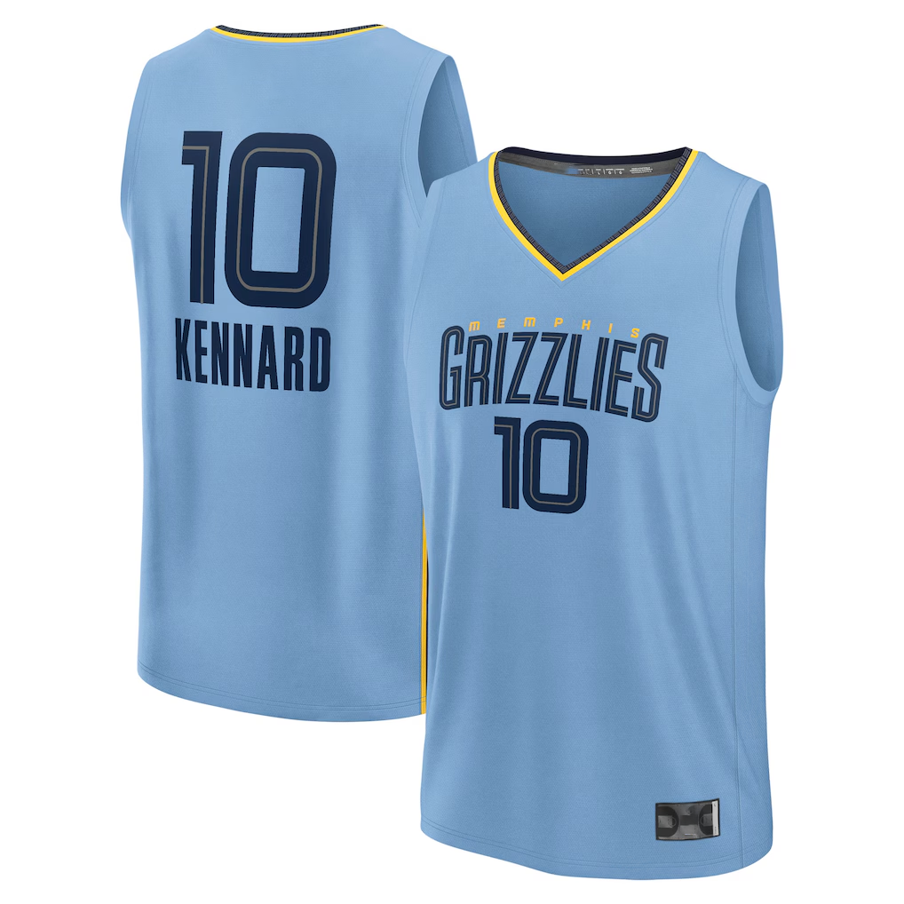 Choea M.Grizzlies #10 Luke Kennard Light Blue Fast Break Replica Player Stitched Jerseys- Statement Edition