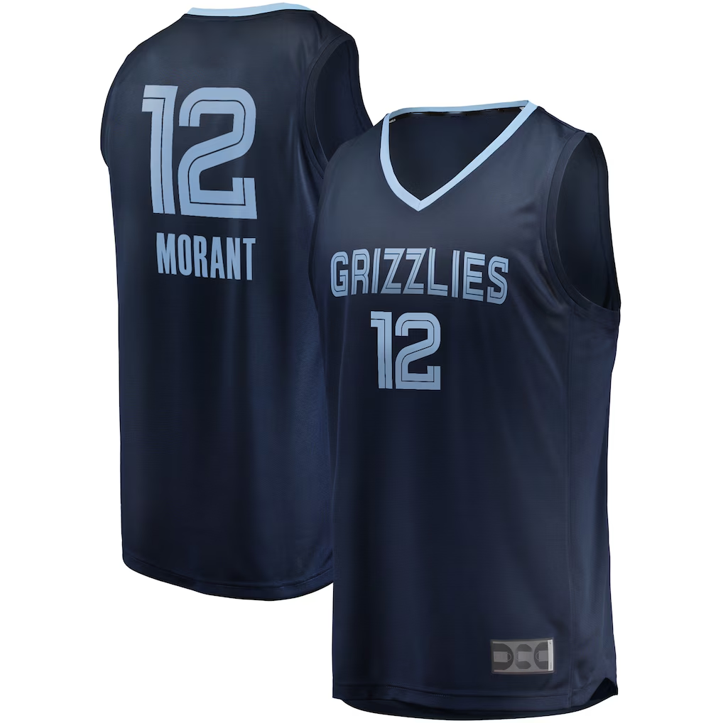 Choea M.Grizzlies #12 Ja Morant Navy Big & Tall Fast Break Player Stitched Jerseys- Icon Edition