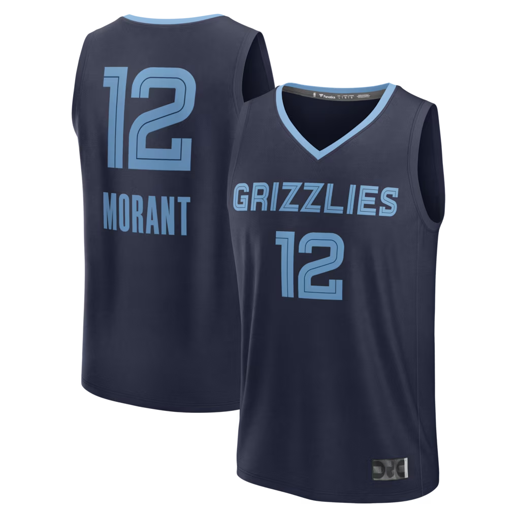 Choea M.Grizzlies #12 Ja Morant Navy Fast Break Replica Player Stitched Jerseys- Icon Edition