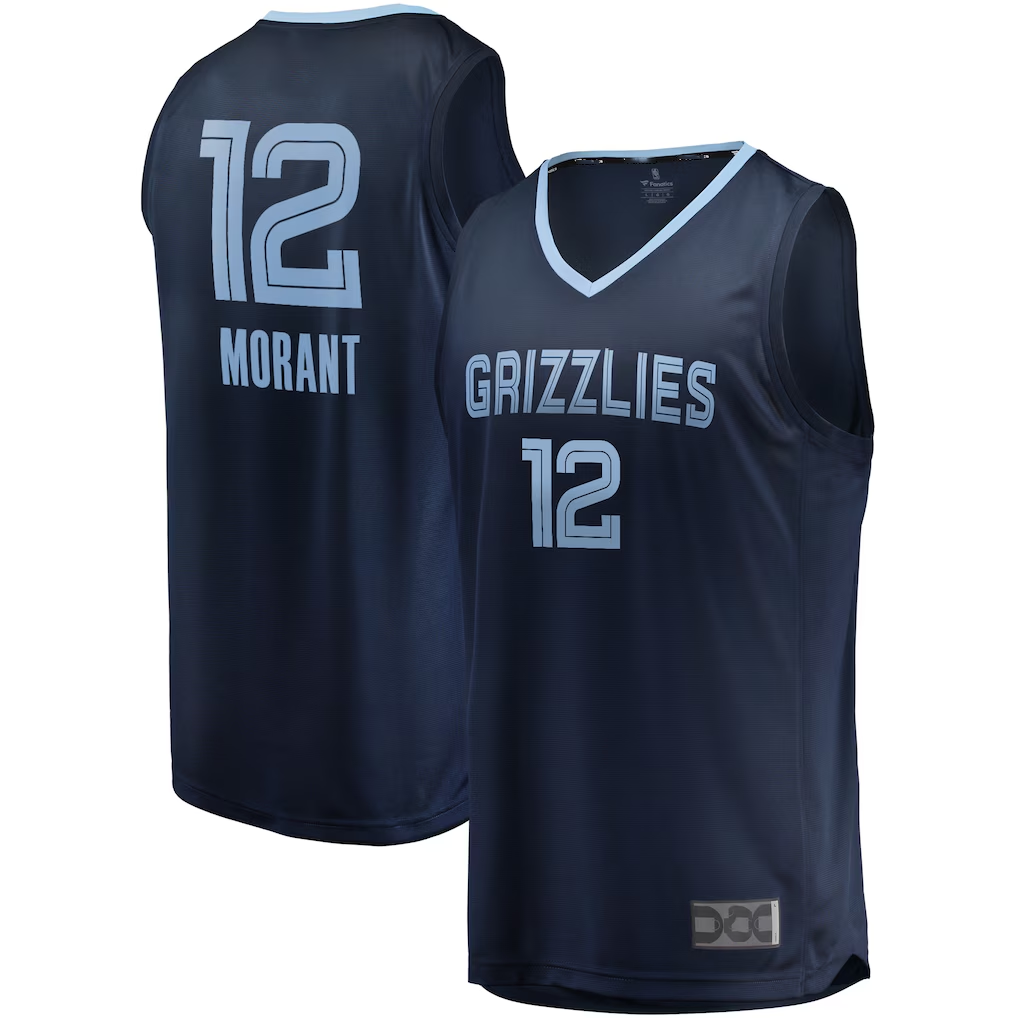 Choea M.Grizzlies #12 Ja Morant Navy Fast Break Replica Stitched Jerseys- Icon Edition
