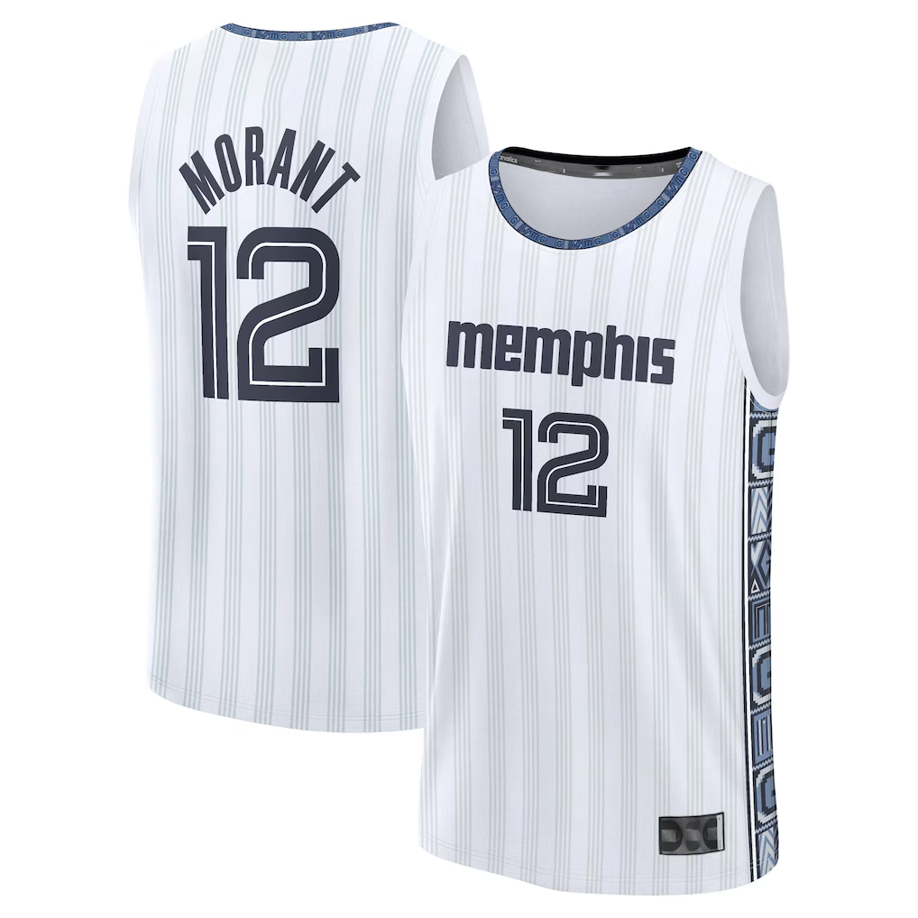 Choea M.Grizzlies #12 Ja Morant White 2025-2026 City Edition Fast Break Stitched Jerseys