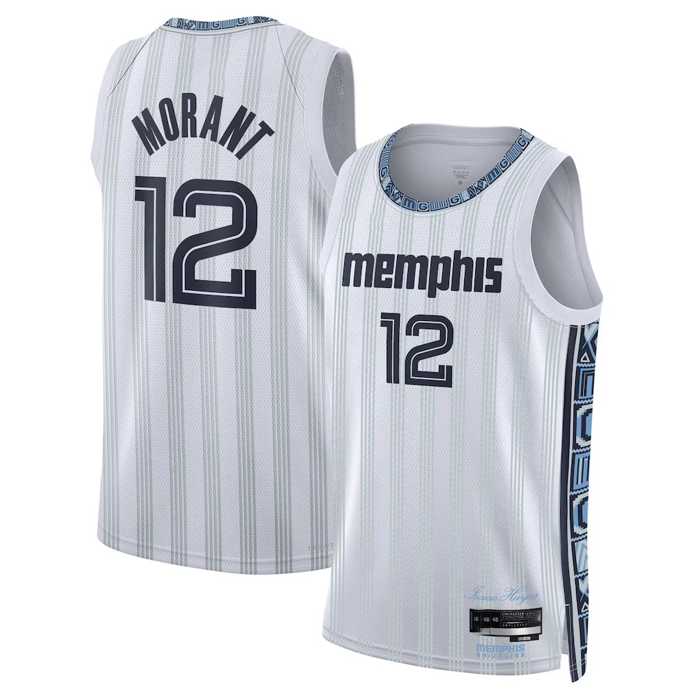 Choea M.Grizzlies #12 Ja Morant White 2025-2026 Swingman Stitched Jerseys- City Edition