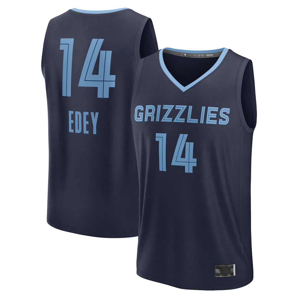 Choea M.Grizzlies #14 Zach Edey Navy Draft Fast Break Player Stitched Jerseys- Icon Edition