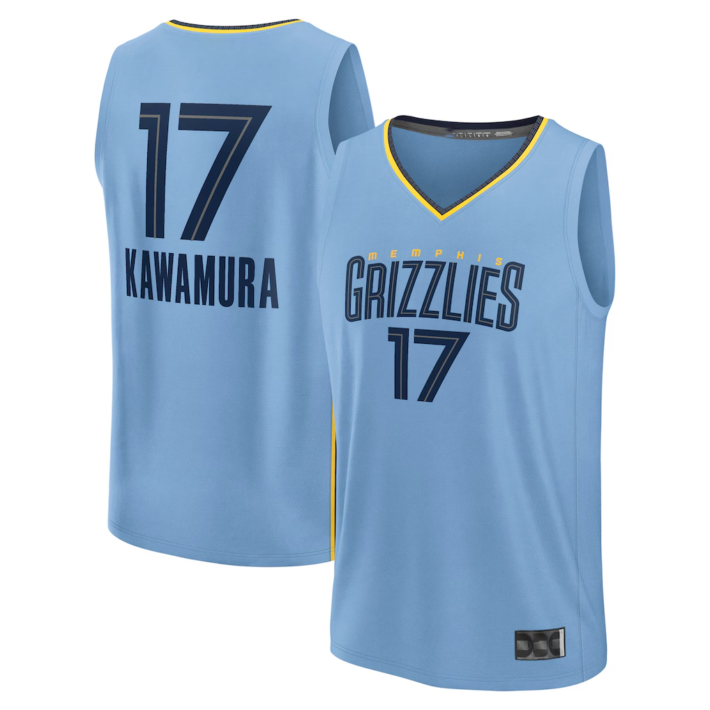 Choea M.Grizzlies #17 Yuki Kawamura Light Blue Fast Break Replica Player Stitched Jerseys- Statement Edition