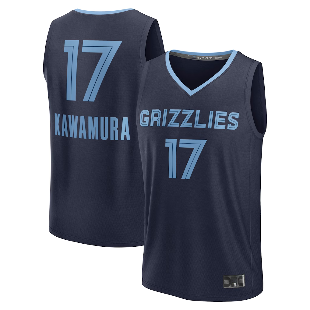 Choea M.Grizzlies #17 Yuki Kawamura Navy Fast Break Replica Player Stitched Jerseys- Icon Edition