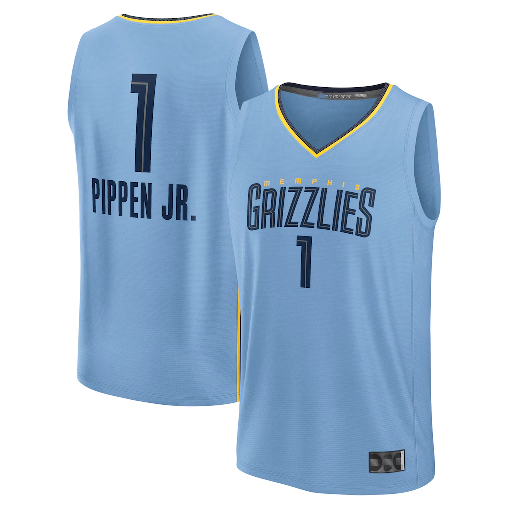 Choea M.Grizzlies #1 Scotty Pippen Jr. Light Blue Fast Break Replica Player Stitched Jerseys- Statement Edition