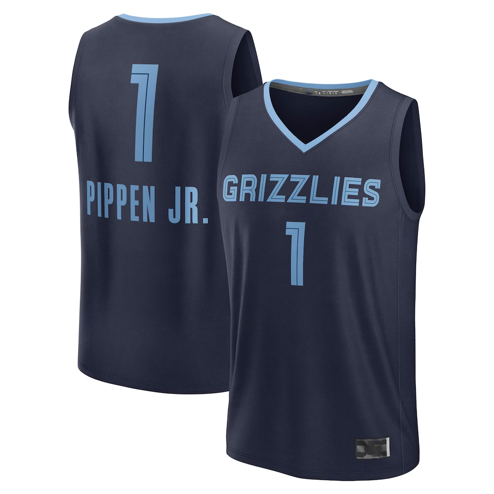 Choea M.Grizzlies #1 Scotty Pippen Jr. Navy Fast Break Replica Player Stitched Jerseys- Icon Edition